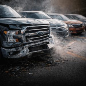 A crashed pickup truck on the road. Learn what the data reveals about the most crashed cars in the U.S.