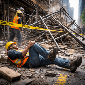 An injured man consulting a lawyer. Learn about how much a work injury lawyer costs in New York.