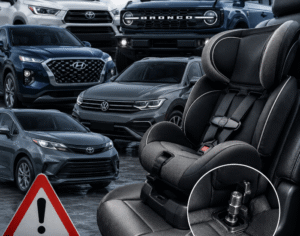 2026 vehicle recall alert showing multiple cars with defective seat and safety system issues